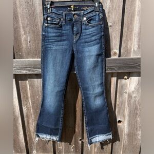 7 For All Mankind Dark Wash Cropped Boot Cut Jeans